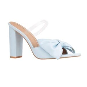 Baby Blue Block Heels with Bow